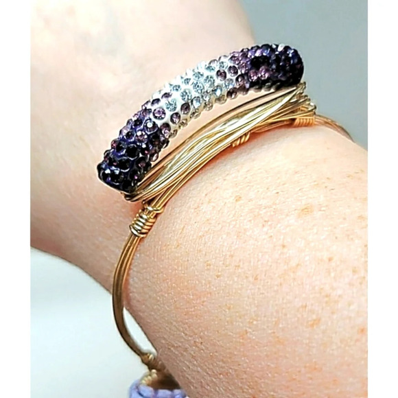 Purple Crystal Wire Wrapped Bangle - Picture 4 of 7